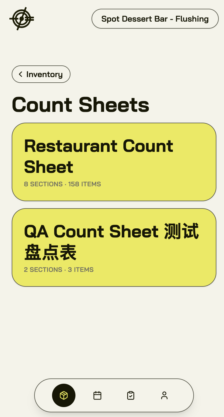 Count Sheets: pick the sheet, then walk the shelves