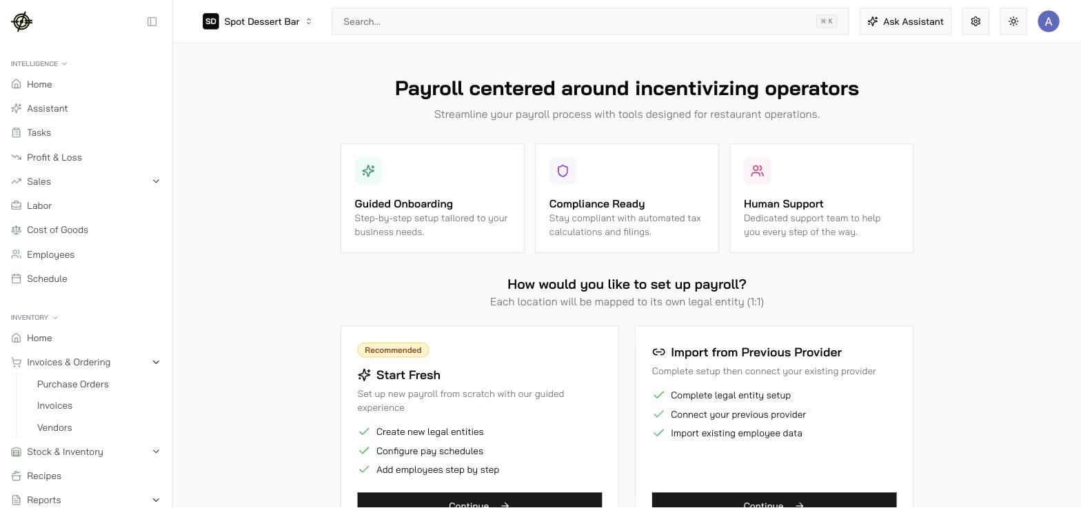 Payroll onboarding: Start Fresh or Import from Previous Provider