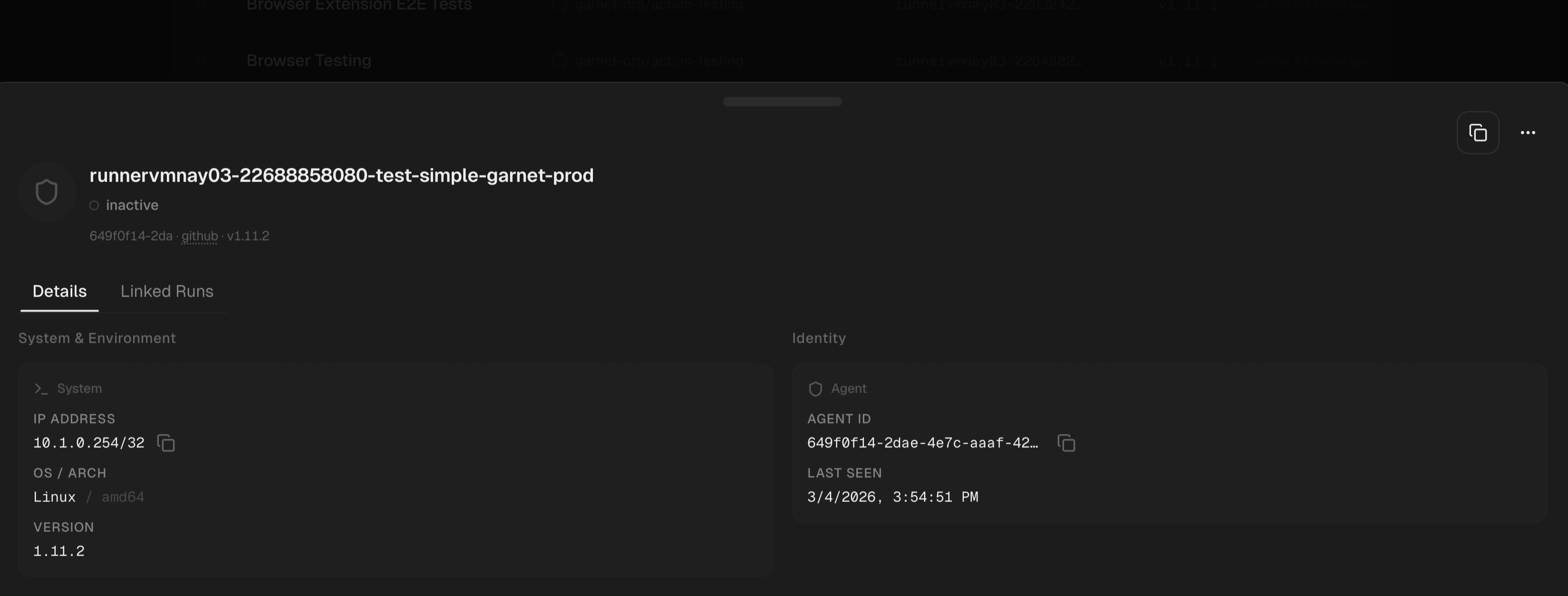 Agent detail panel
