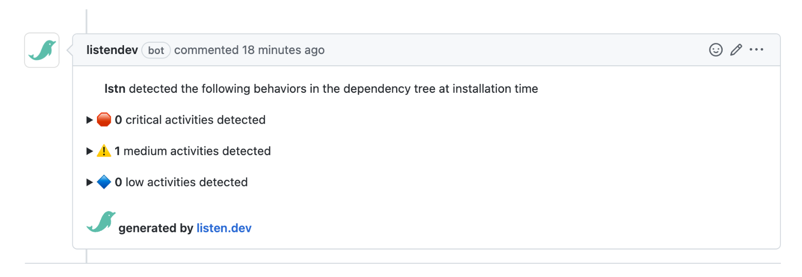 Events table with filters
