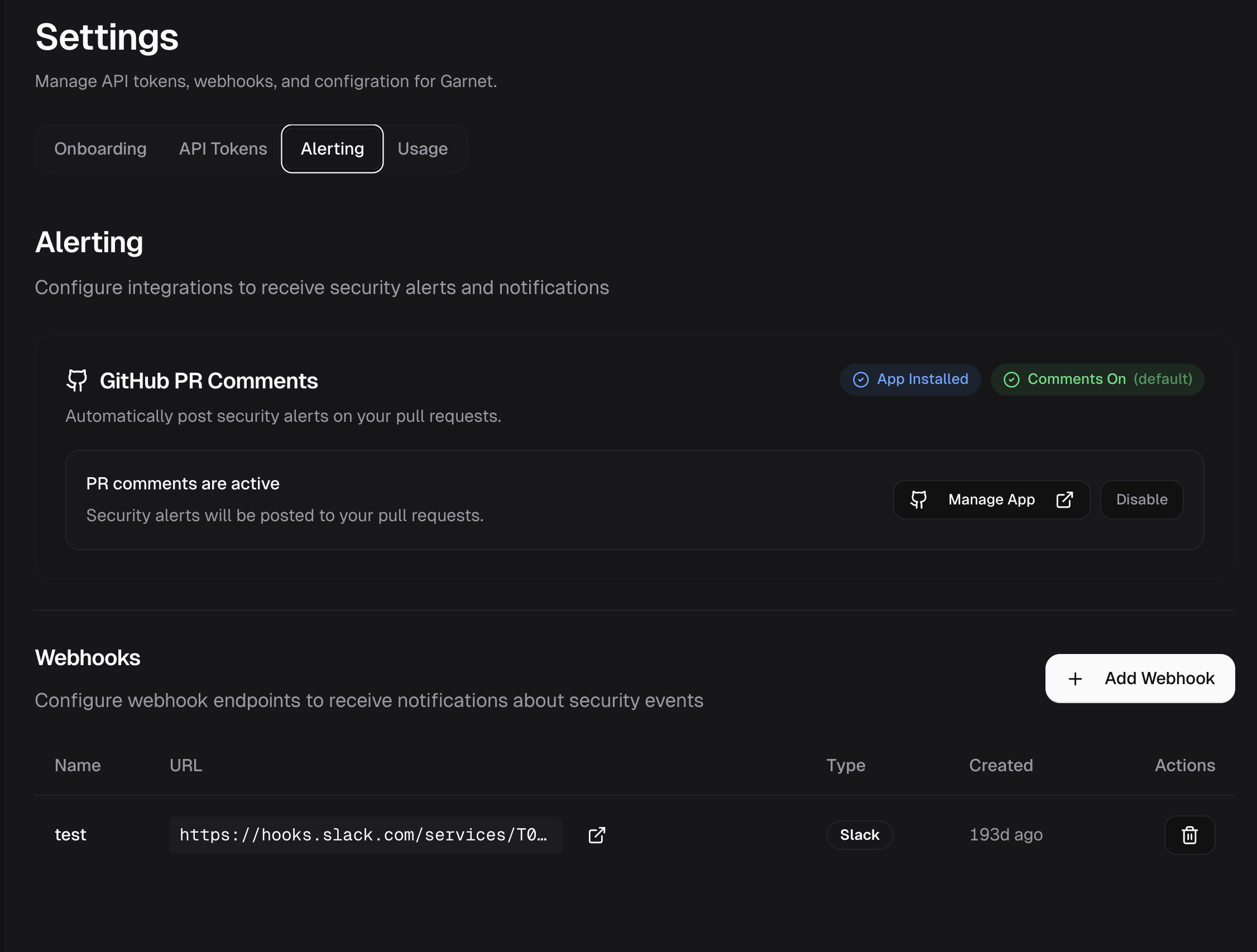 Alerting configuration