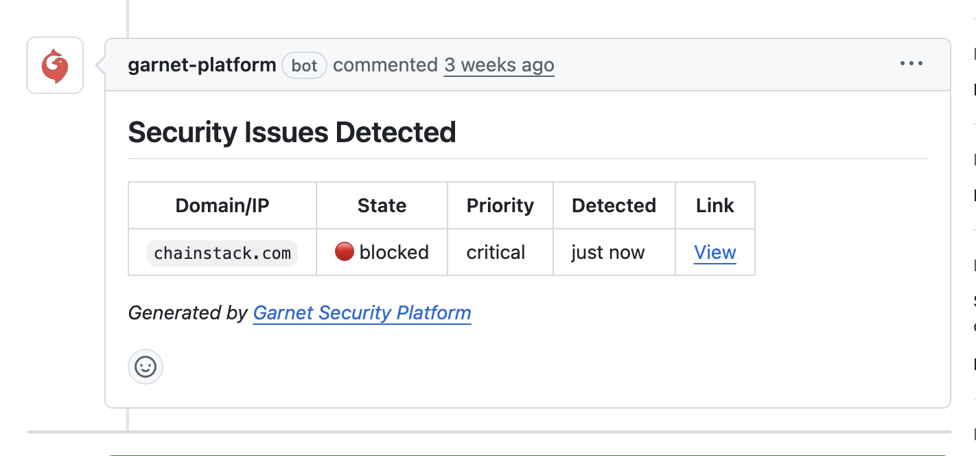 Security issues detected on PR