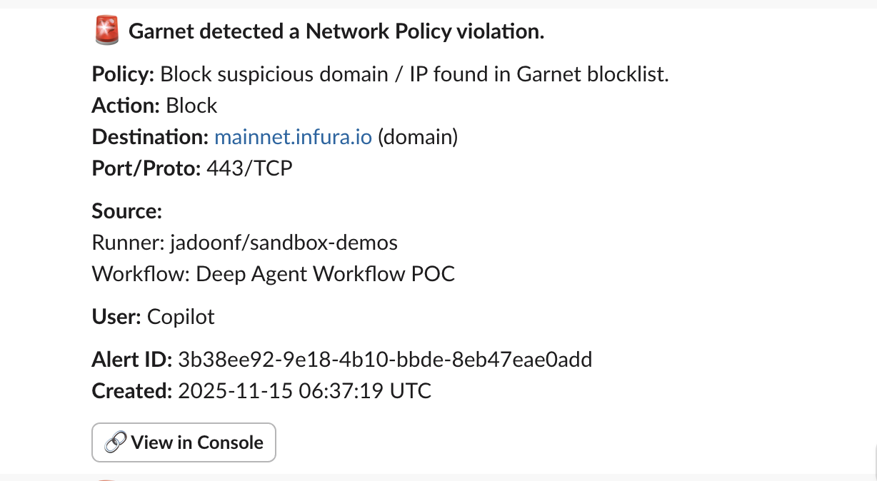 Slack security alert