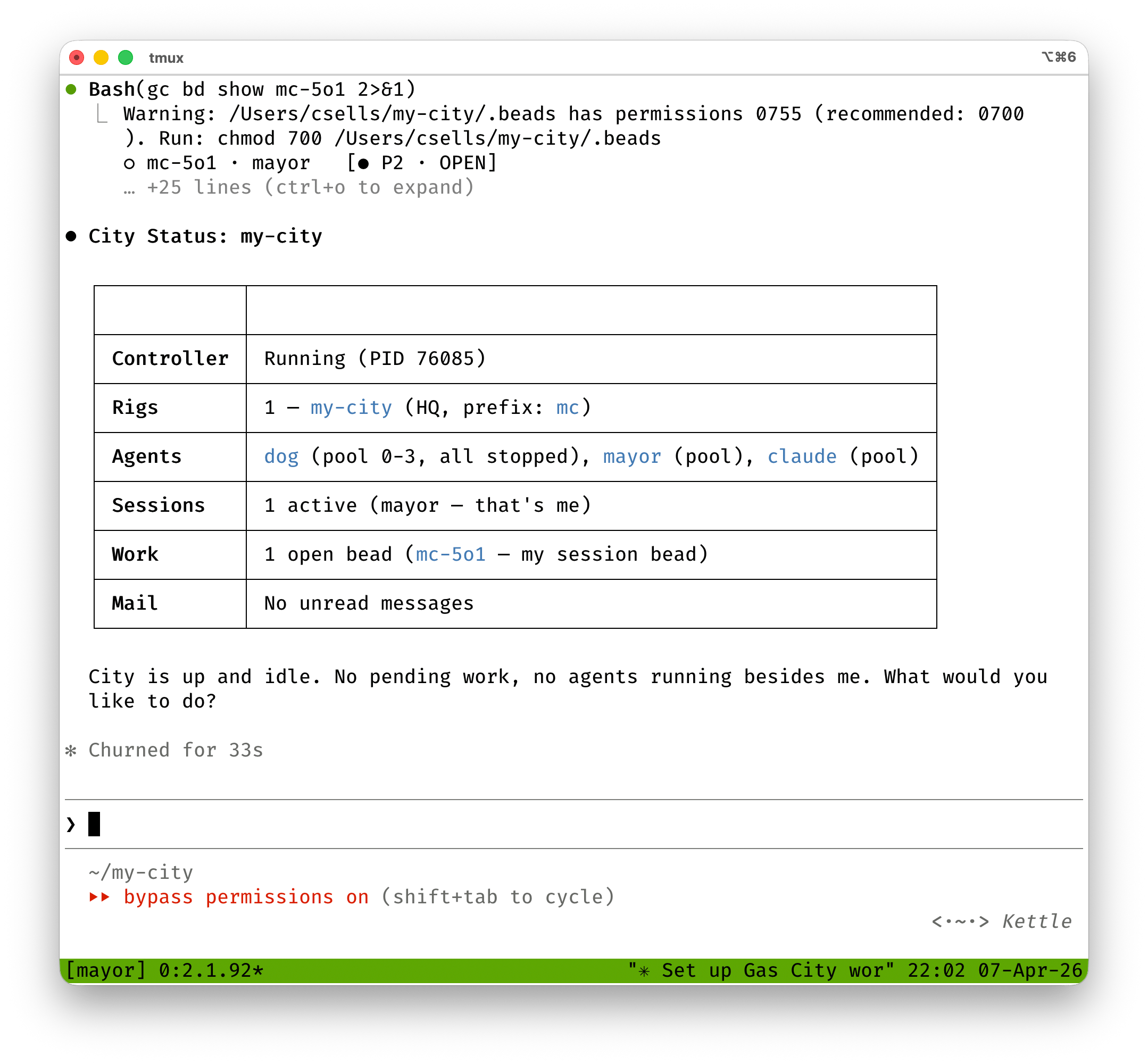 mayor session screenshot
