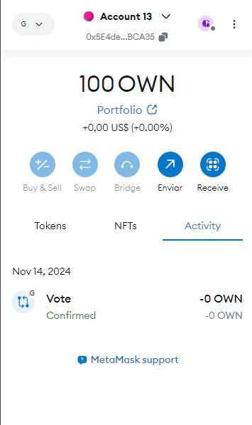 Metamask wallet after
airdrop
