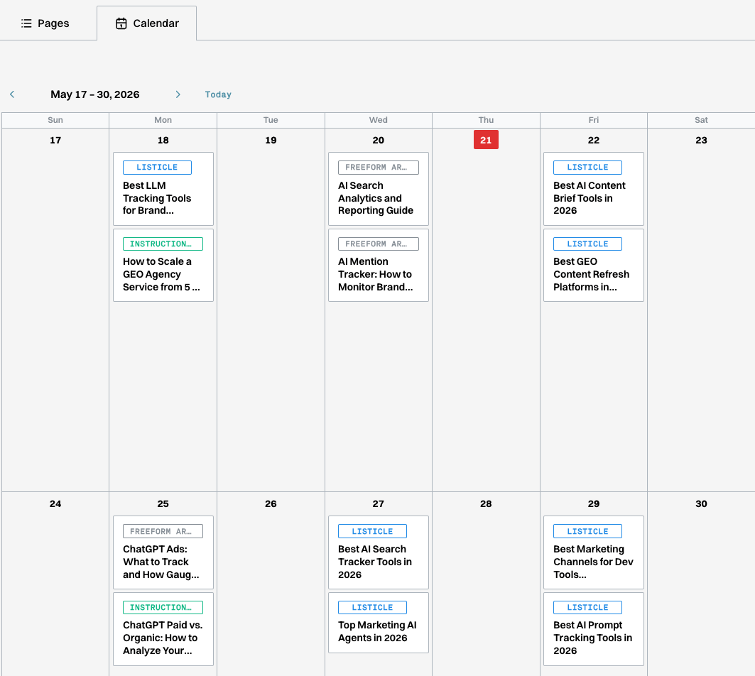 Library Calendar view with pieces scheduled across a two-week range