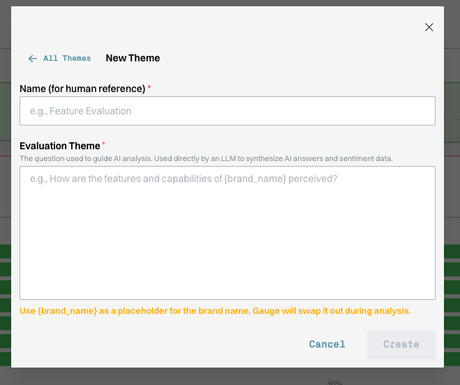 New Theme modal