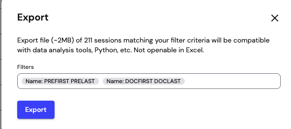Export multiple sessions