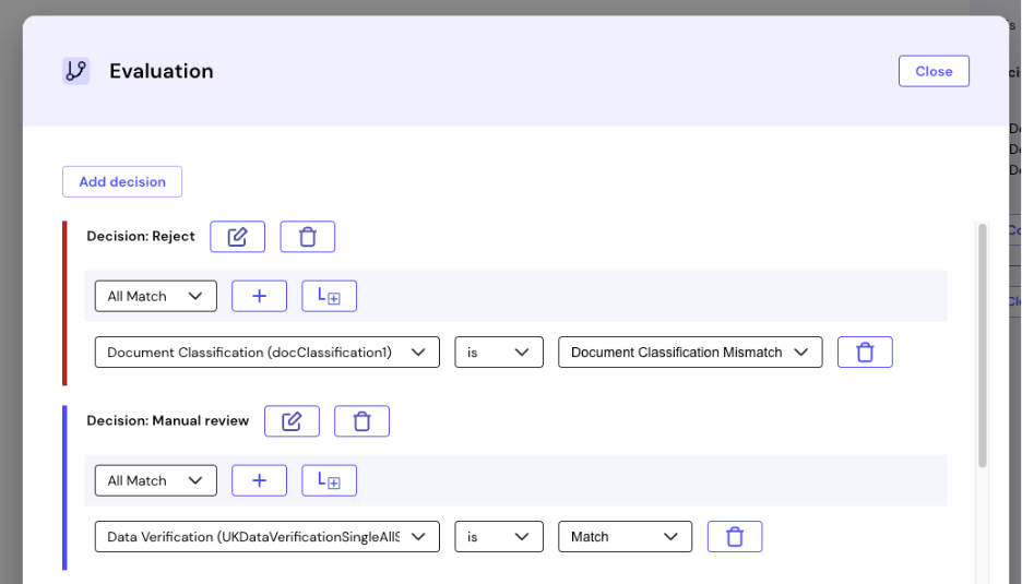 How to configure evaluation decisions in GO - GBG Documentation
