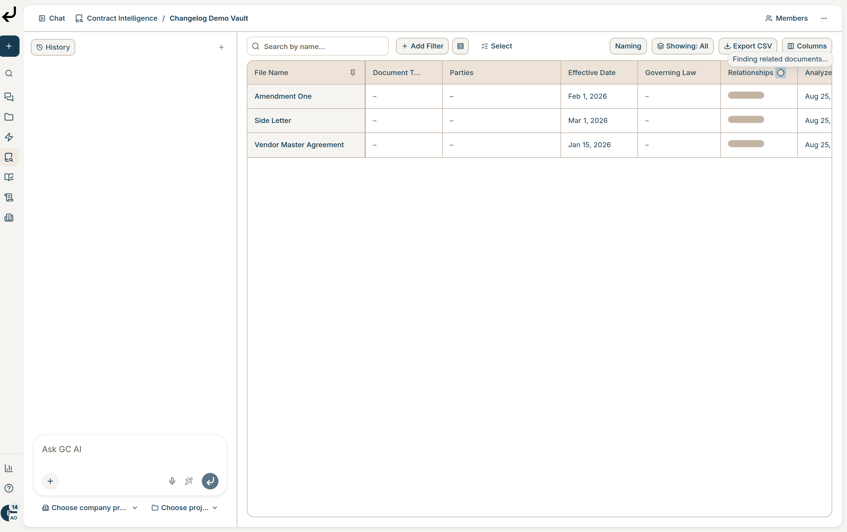 Relationship detection in progress in the Vault table