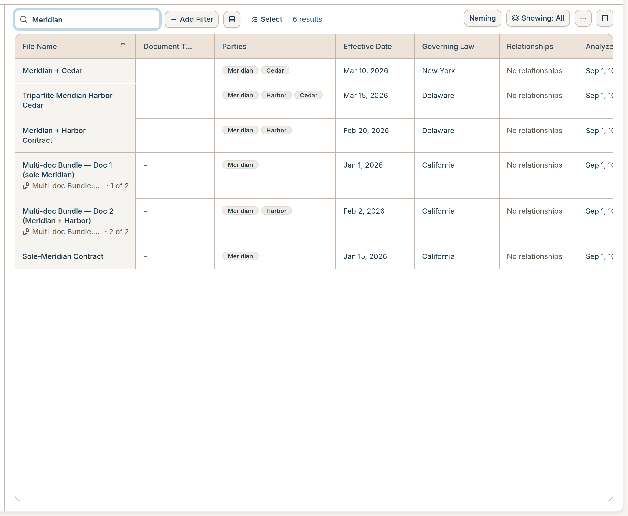 Search by name field above matching Vault documents