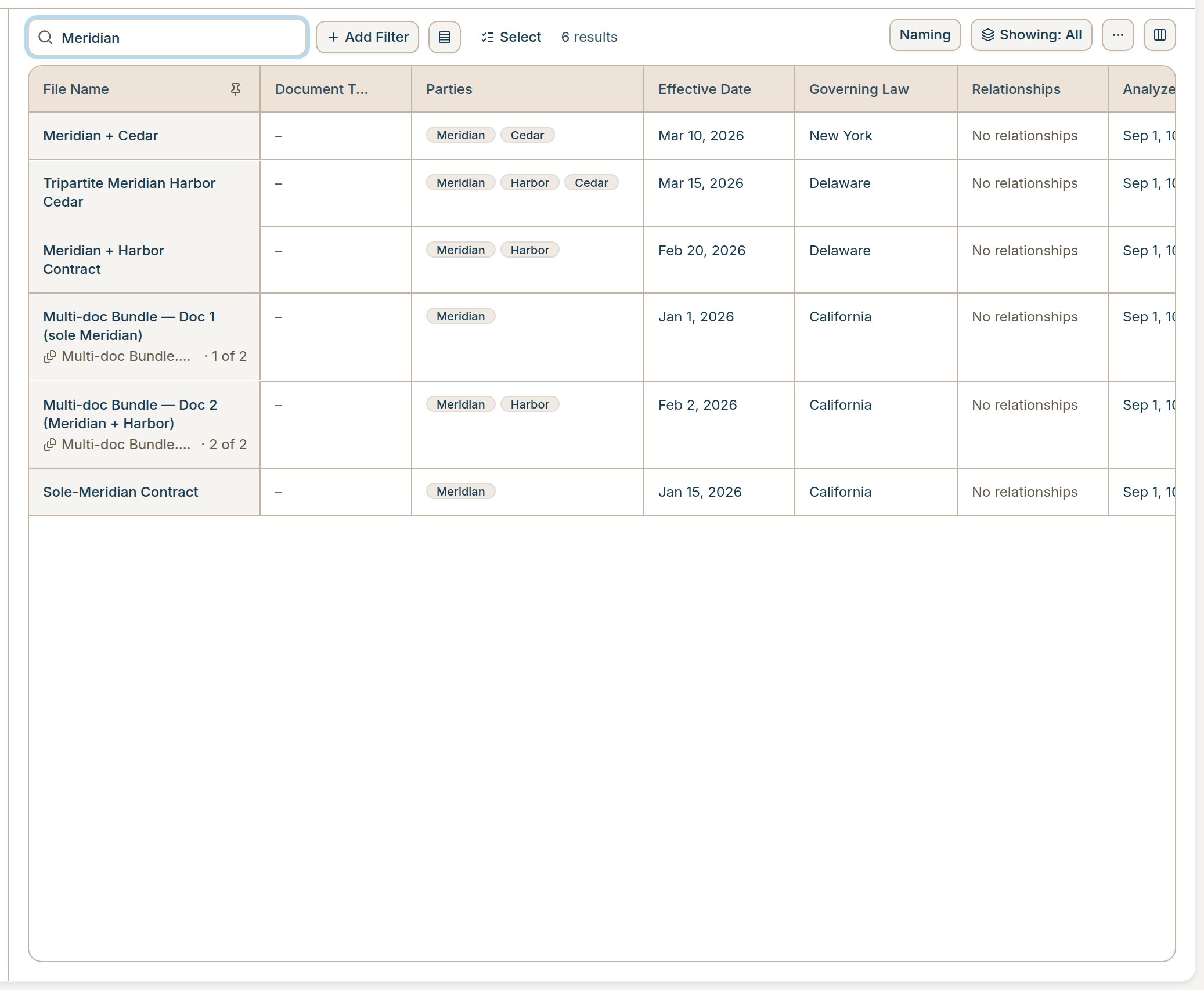 Search by name field above matching Vault documents