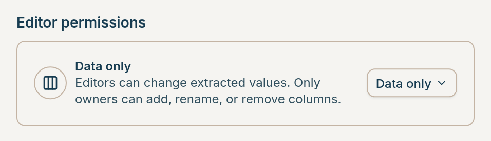 Editor permissions set to Data only in the Vault Share dialog