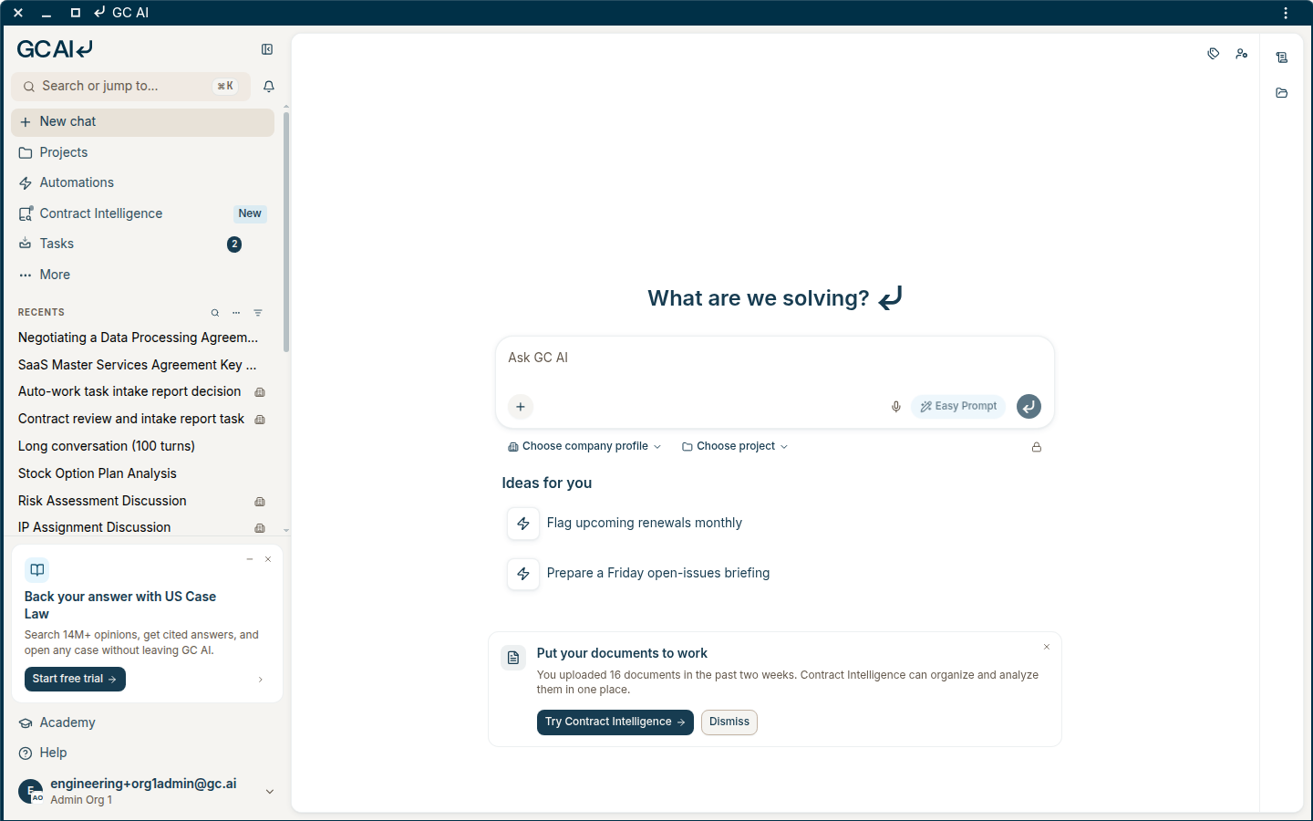 GC AI chat window after signing in