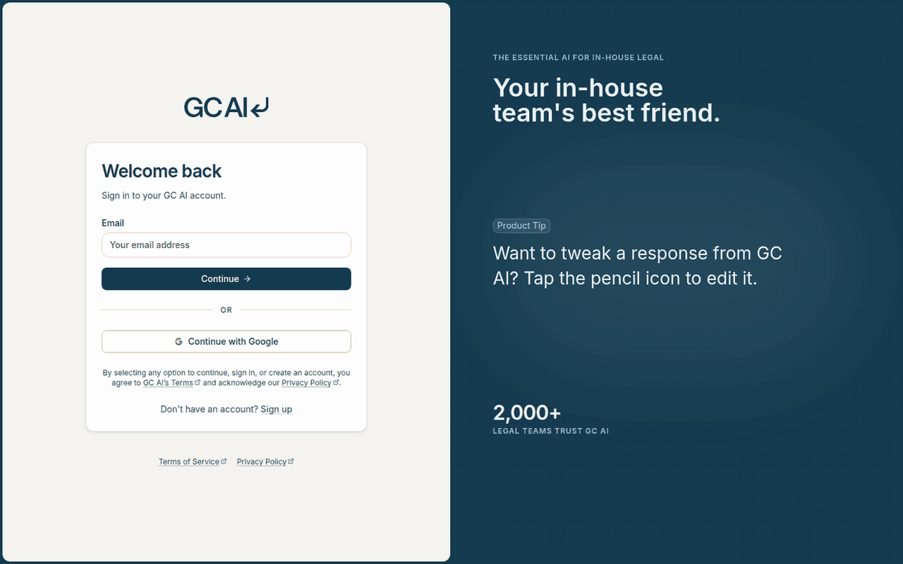 GC AI sign-in and chat window overview