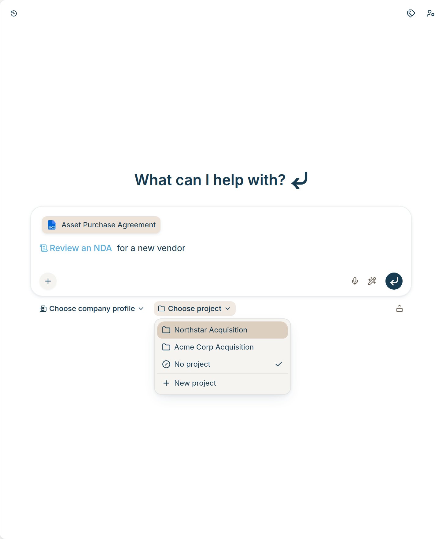 The composer project picker