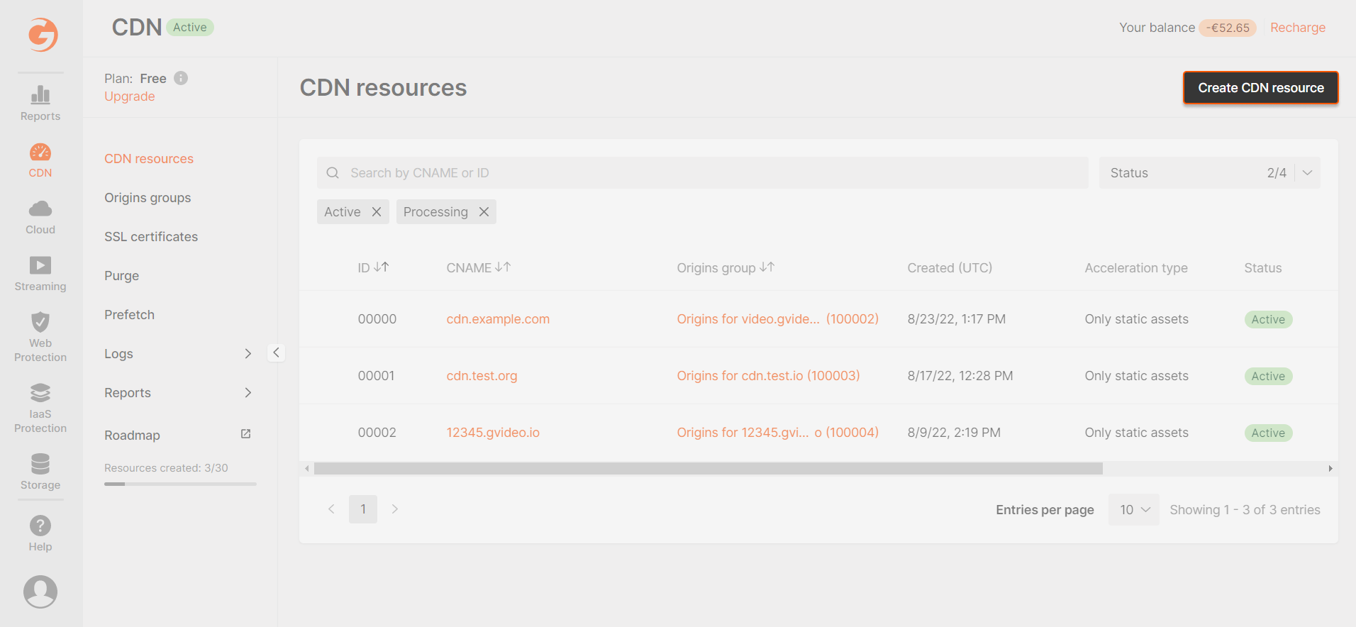 Create a CDN resource