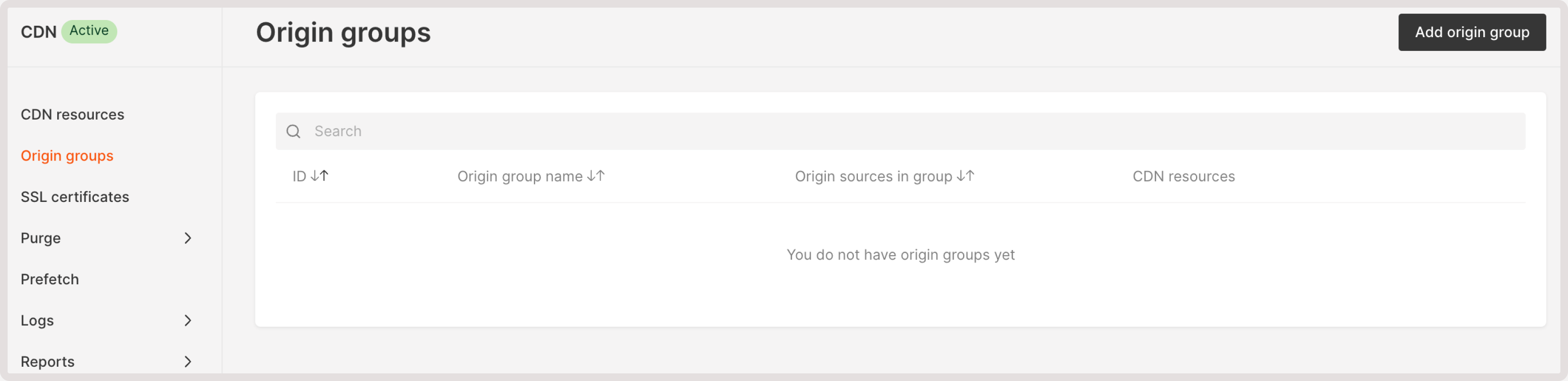 Choose a new origin group in resource settings