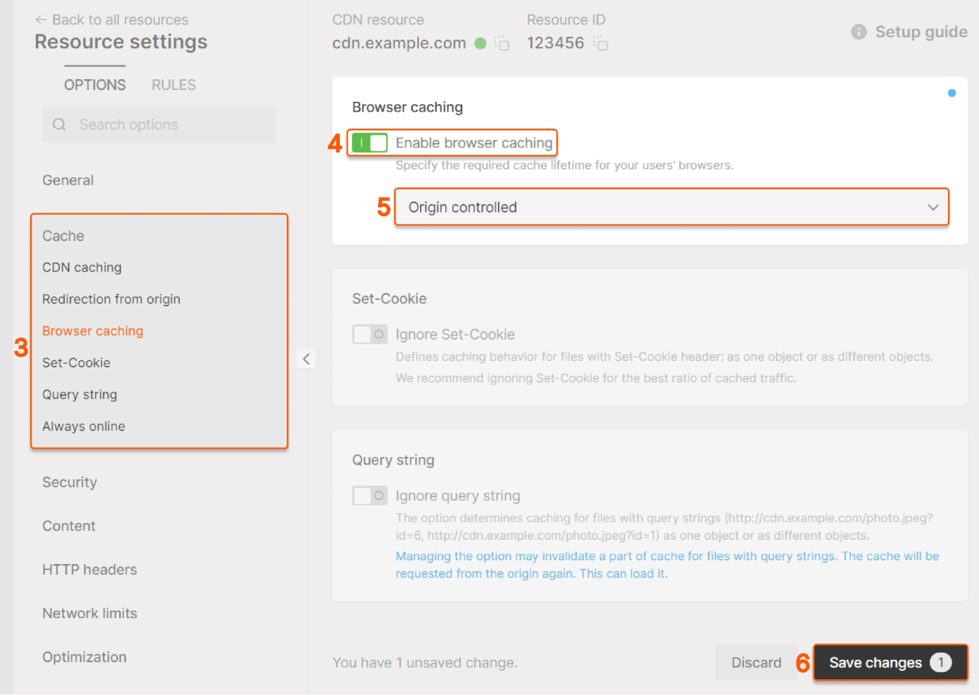 Configure Browser Caching Option