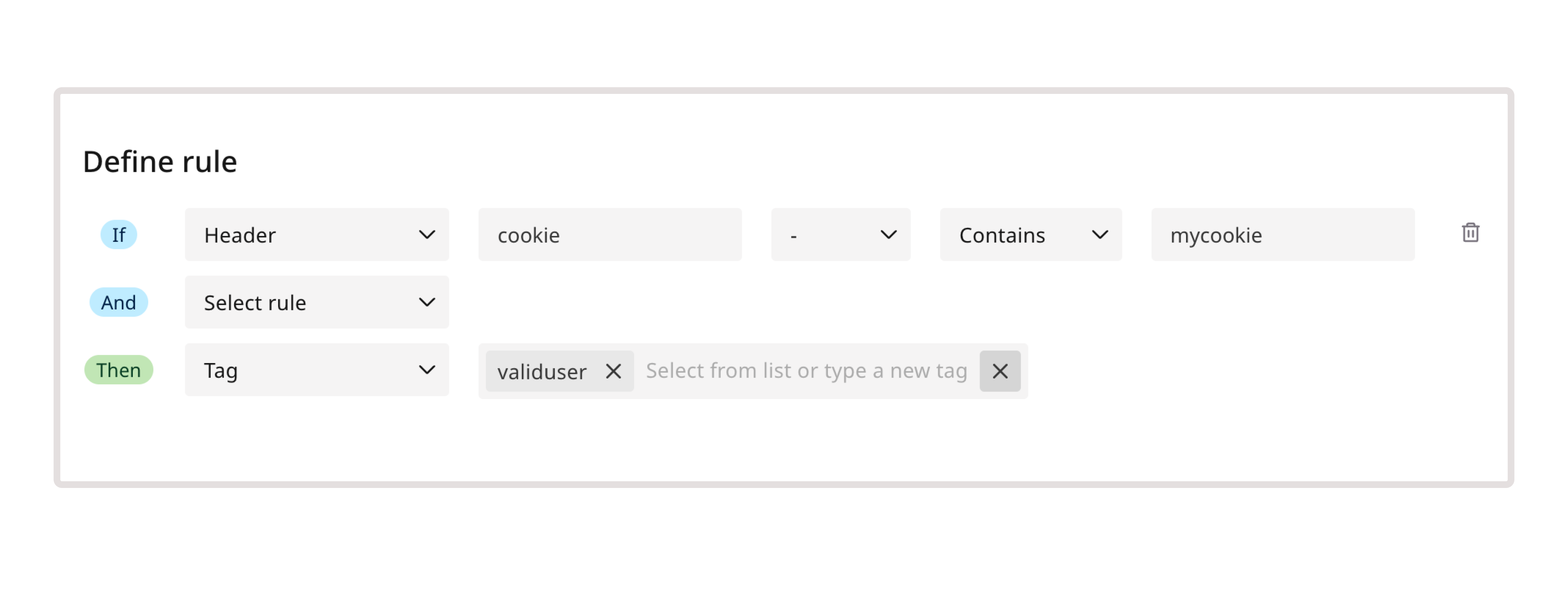 Example of a tag-based rule