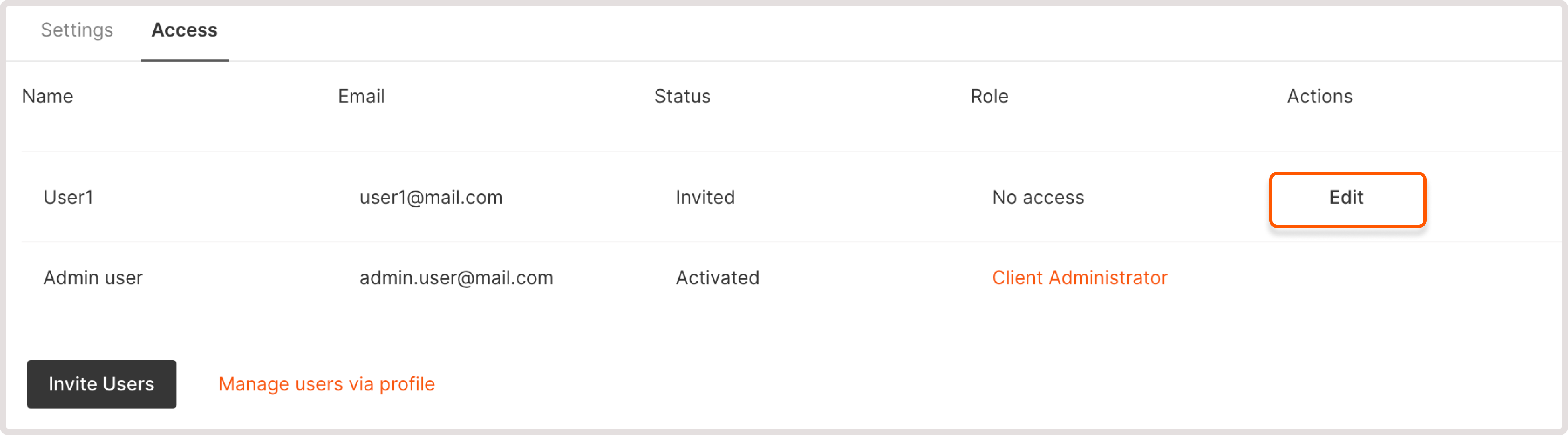 The location of the Edit button