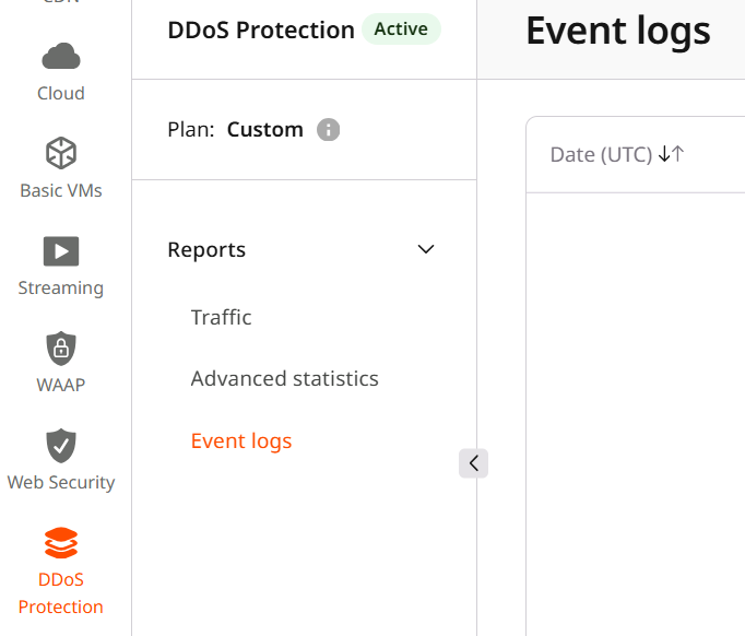 Gcore Customer Portal navigation