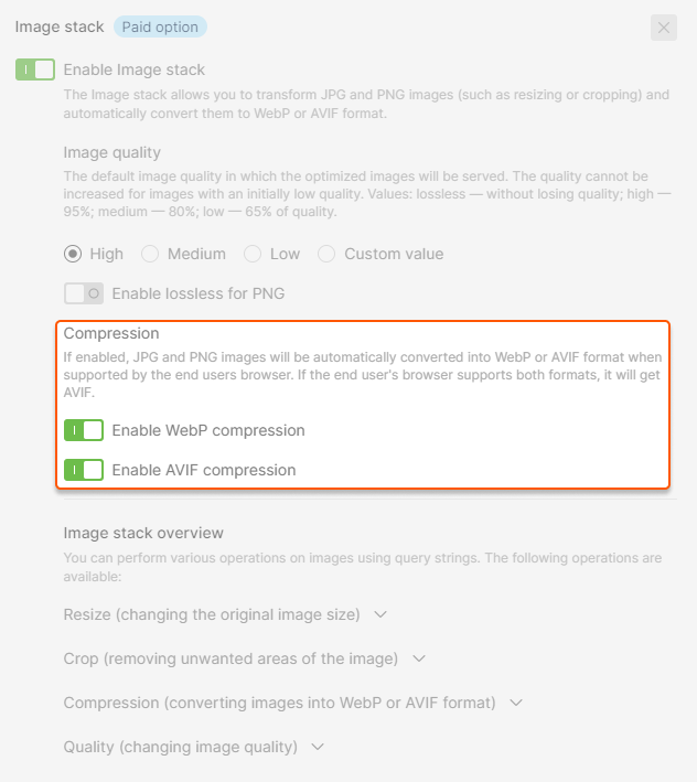 Enable WebP compression