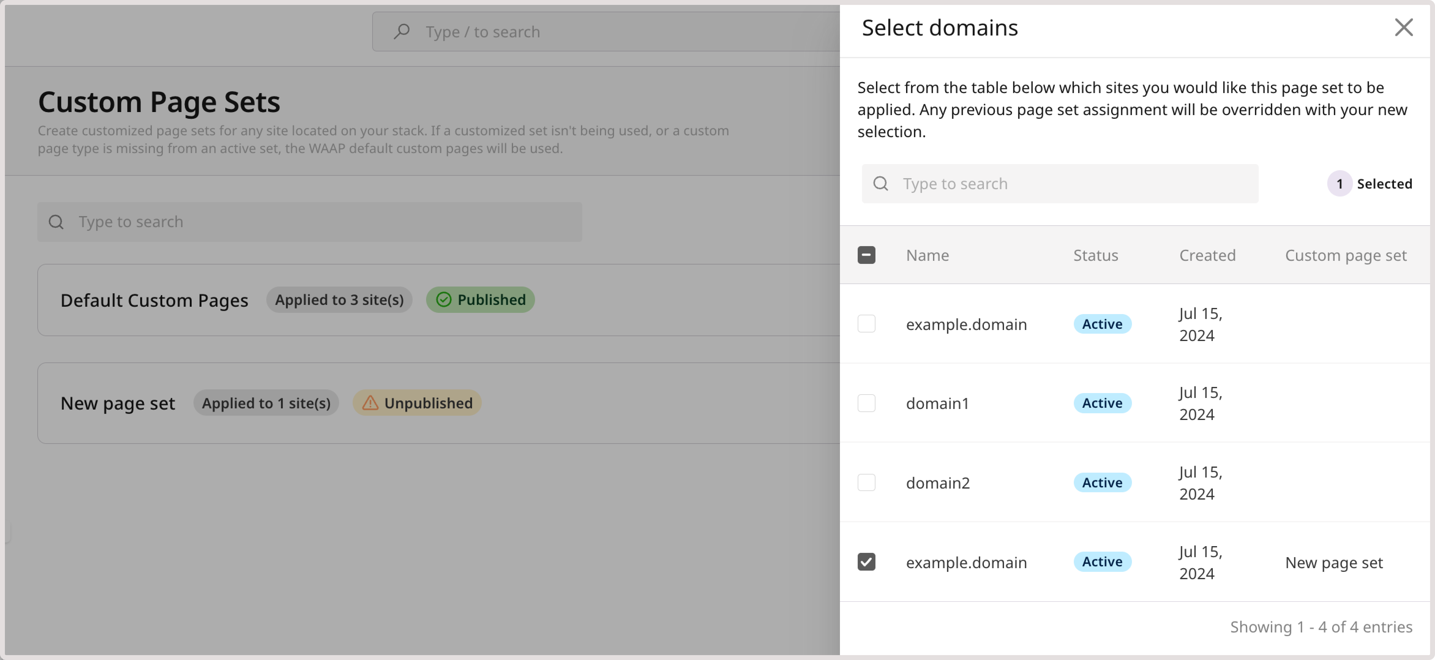 Add domains to a page set on the account level