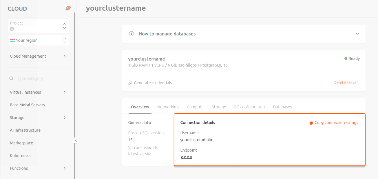 manage postgresql connection details