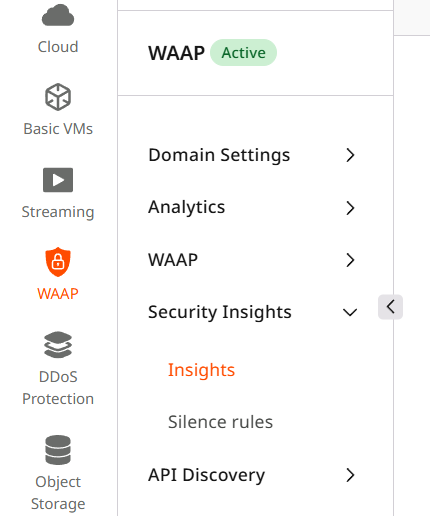 Security Insights menu