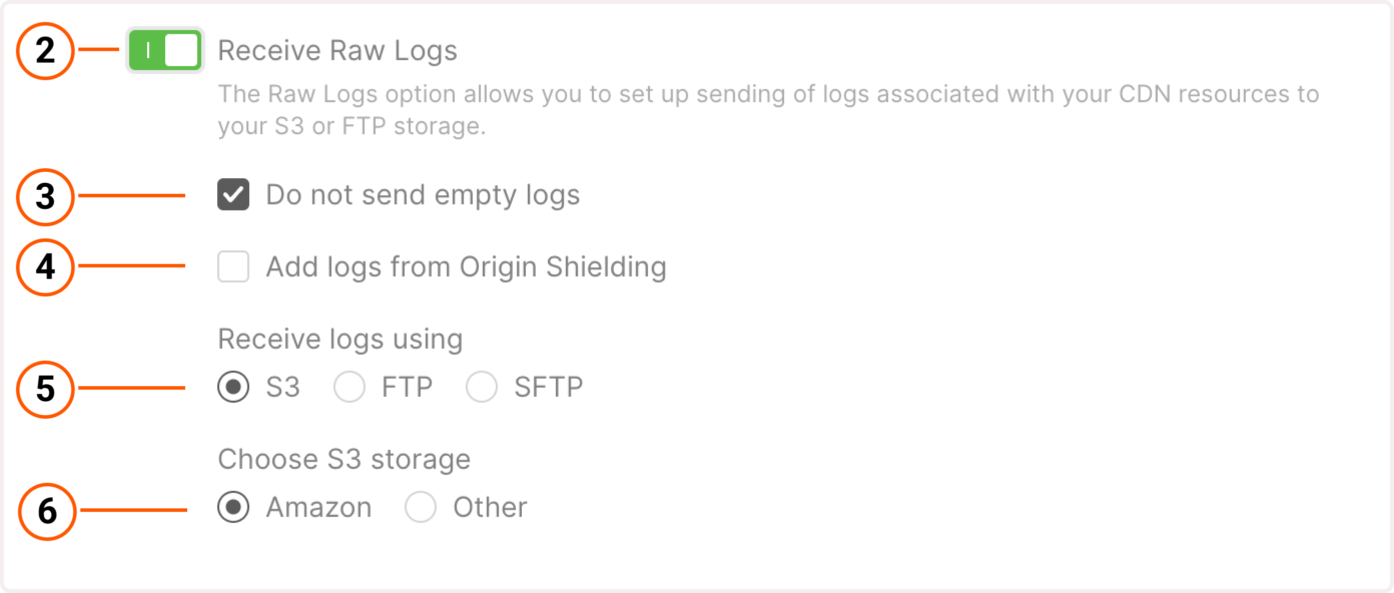Raw logs settings for Amazon S3