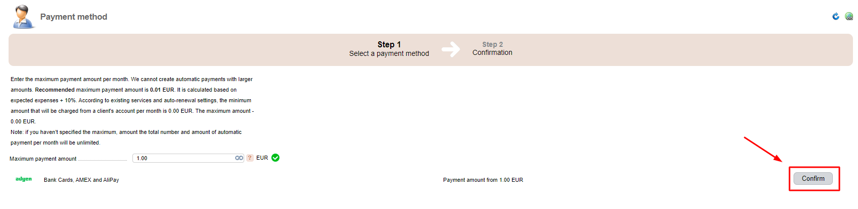 Set a maximum payment amount