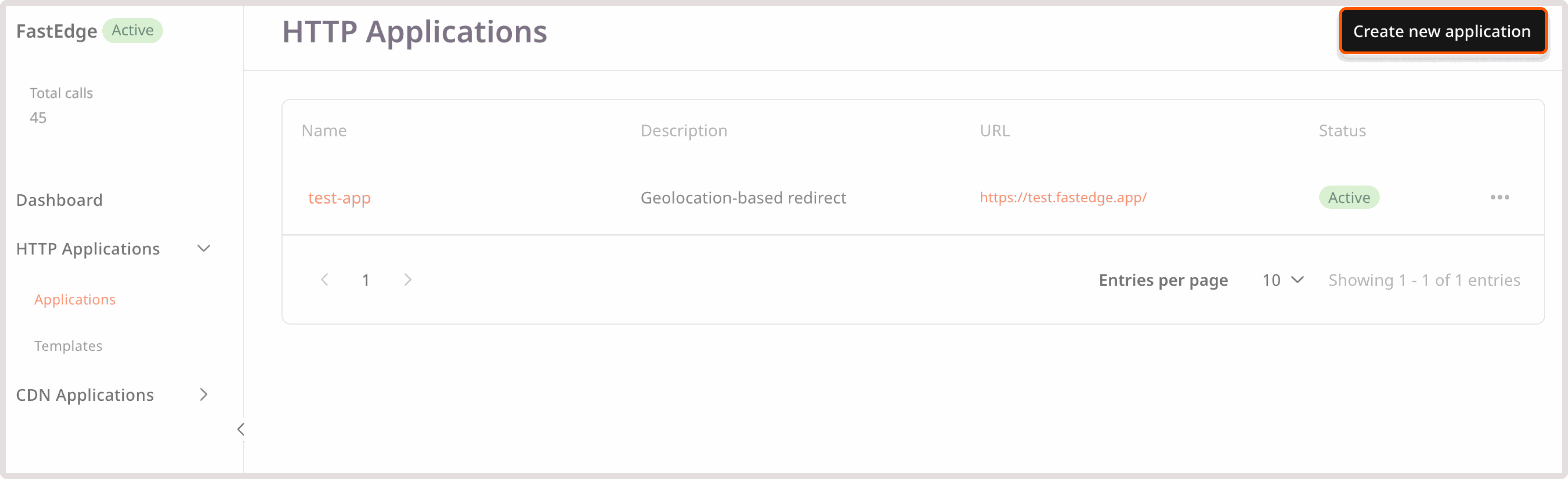 Create an HTTP app button highlighted
