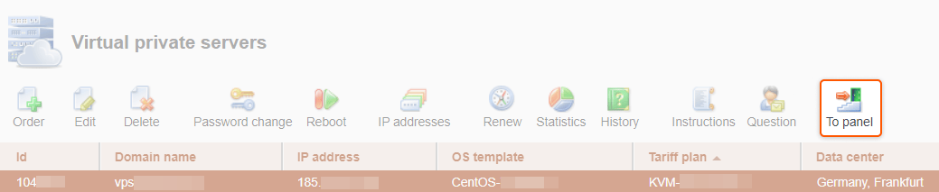 Server control panel