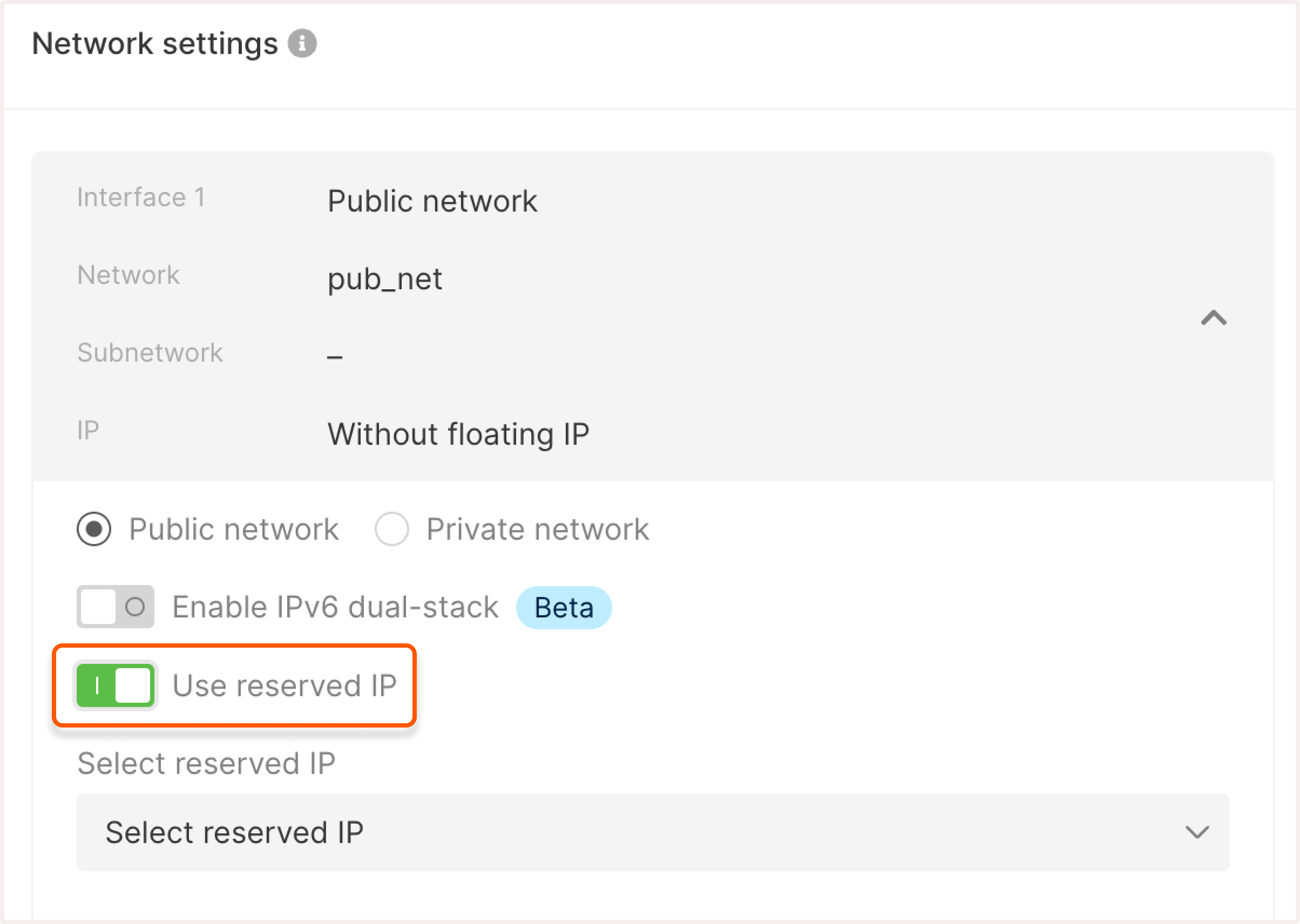 Use Reserved Ip Pn