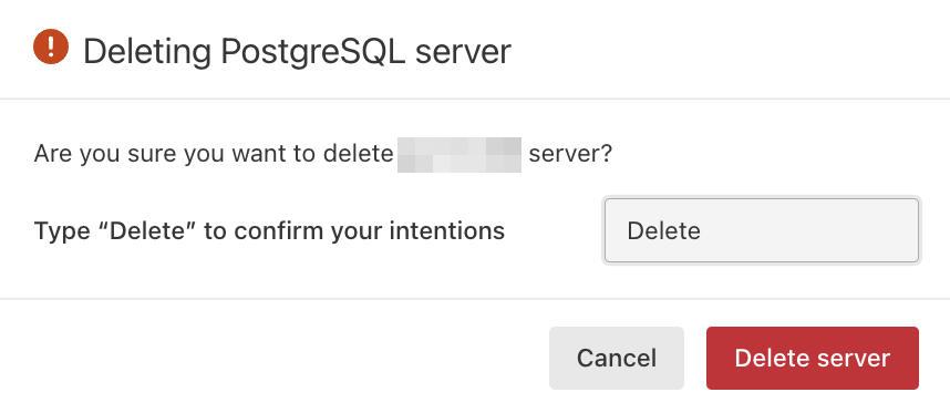 manage postgresql confirm deletion