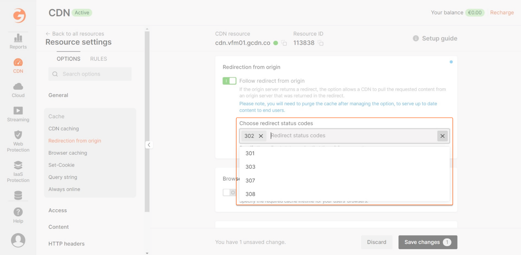 Redirect status codes