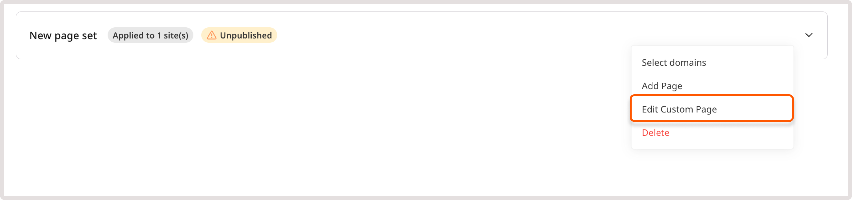 Edit page button in the page set settings