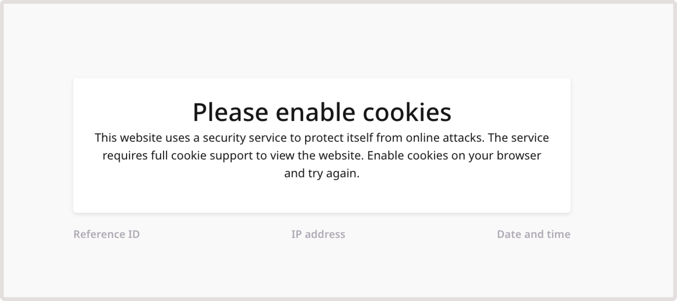 Enable cookies response page
