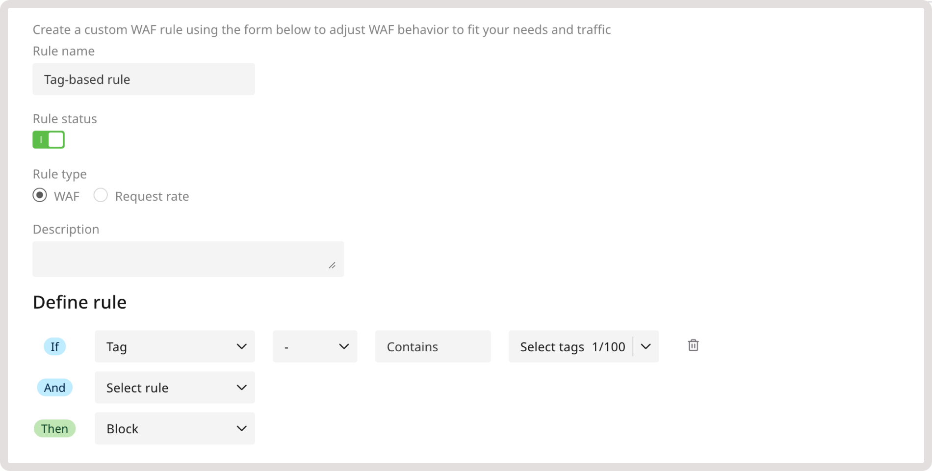 Example of a tag-based rule