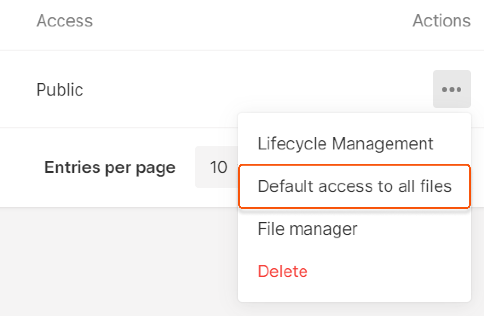 Configure default access to all files