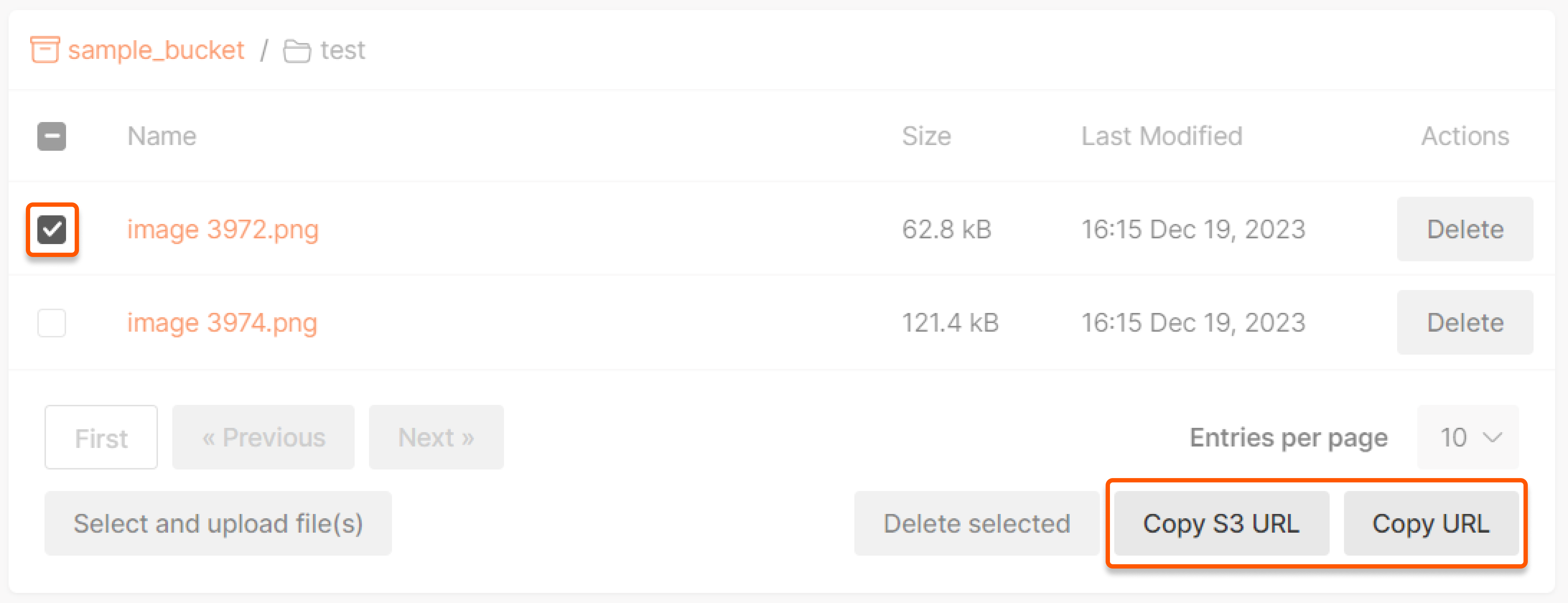 Copy S3 URL and Copy URL