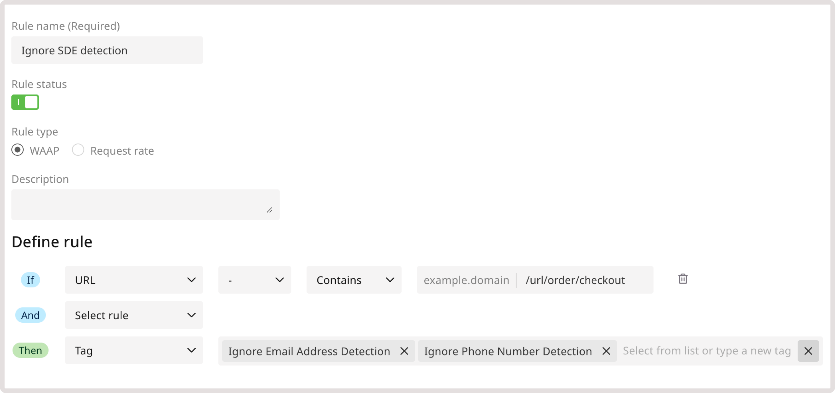 A custom rule to ignore SDE detection