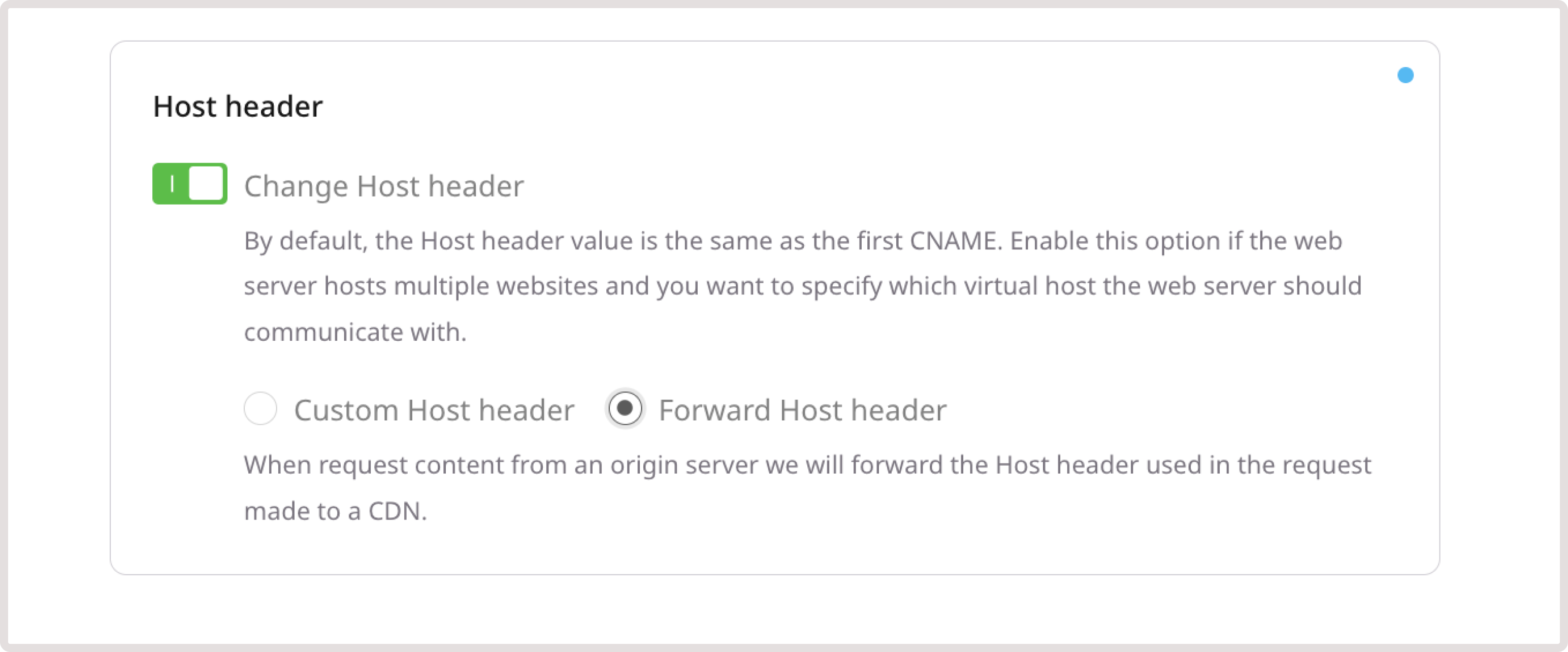 Host header configuration