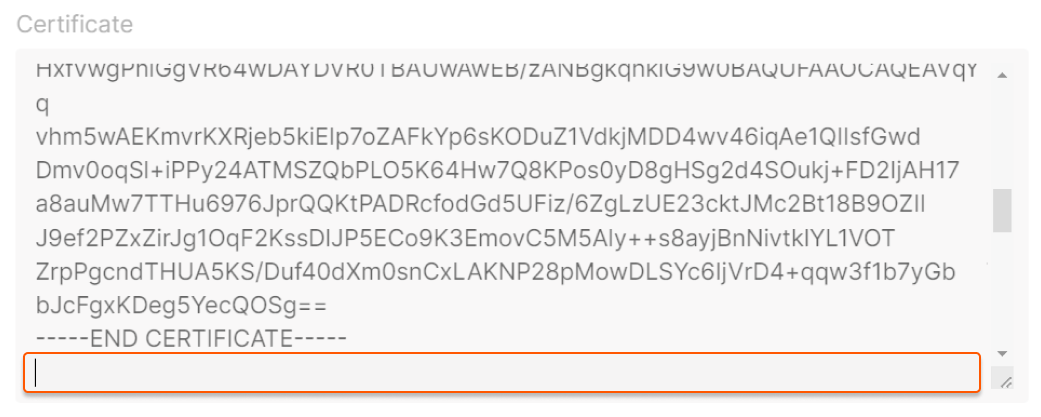 new line at the end of the certificate chain