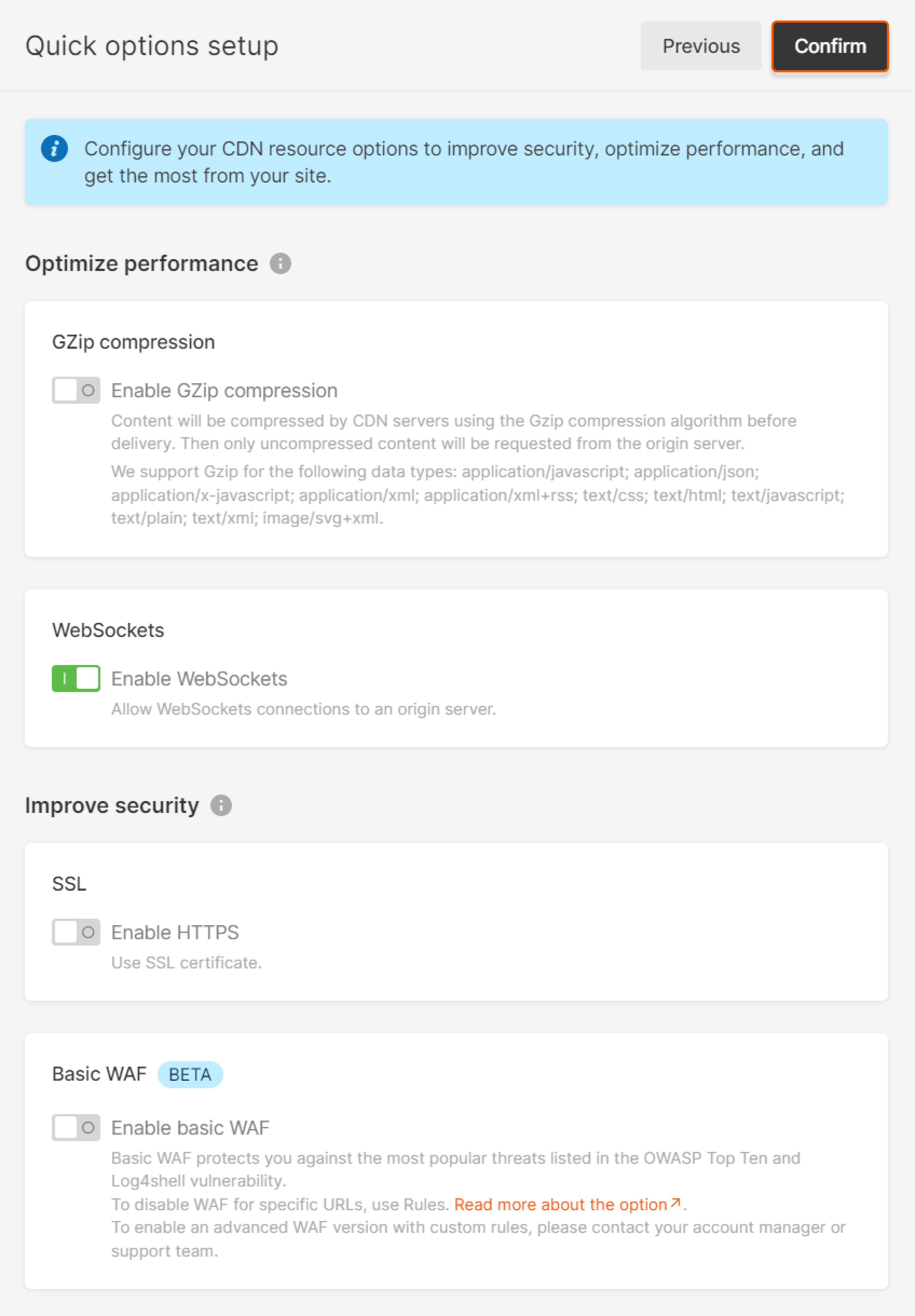 Setup additional options