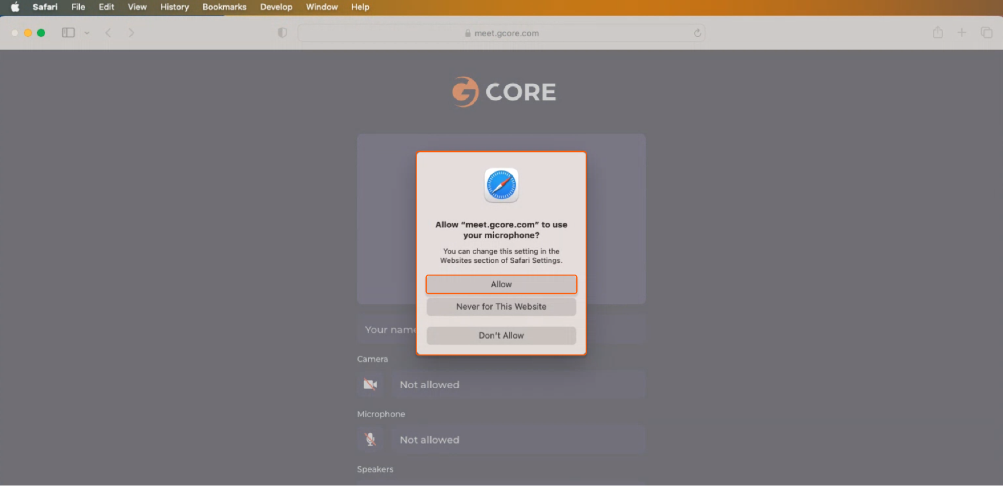 Safari broswer settings