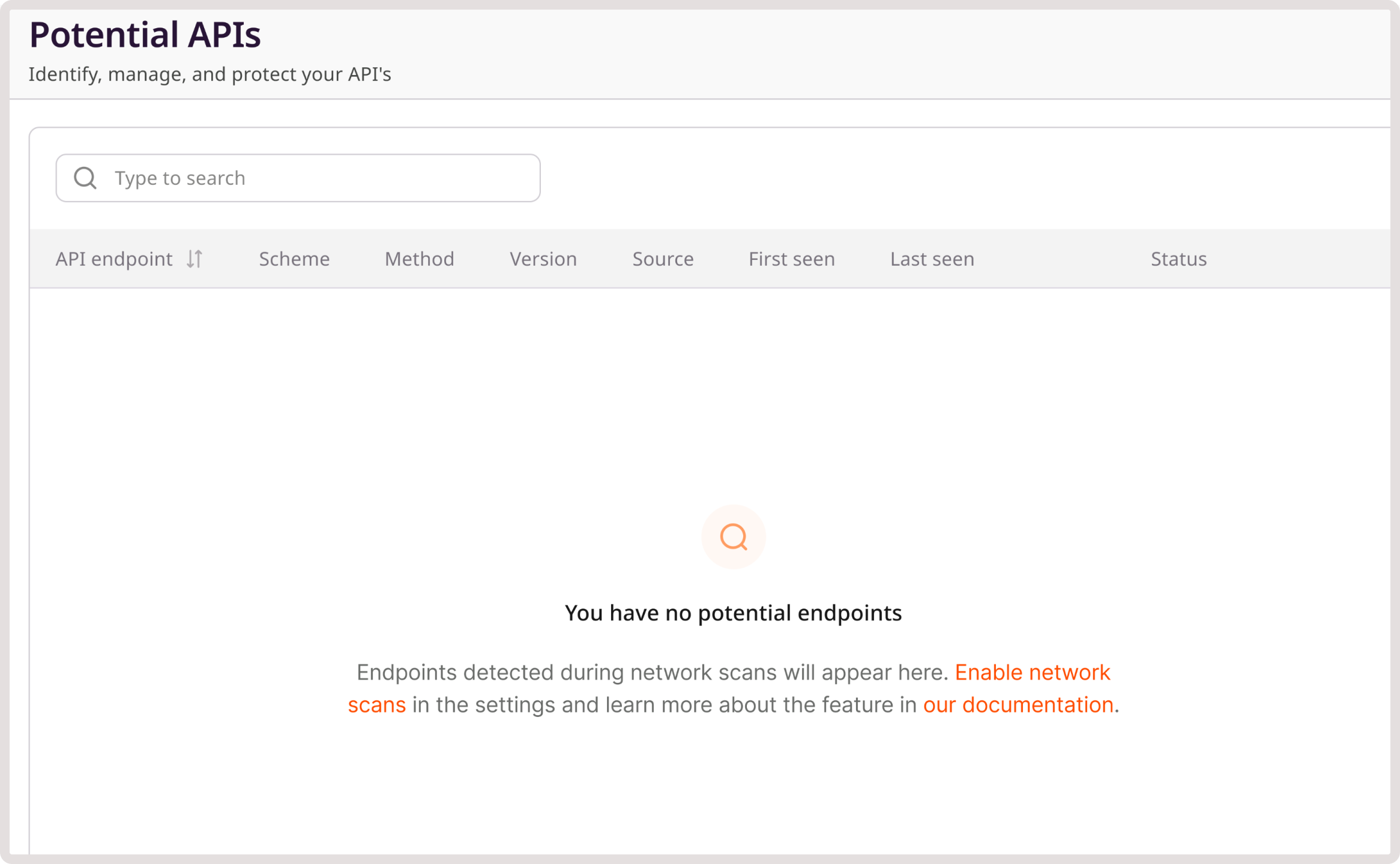 Potential APIs page in the Customer Portal