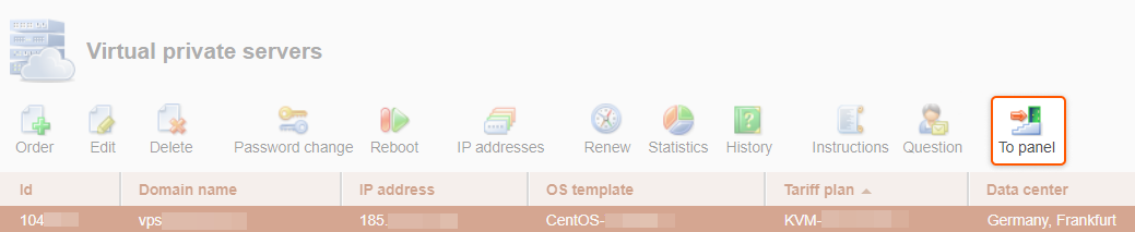 Server control panel