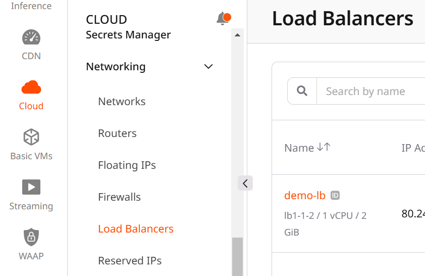 Load balancers list